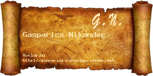Gasparics Nikander névjegykártya